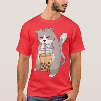 T-shirt Kawaii Anime Chat Boba Tea Cute Kitten Chat Neko B