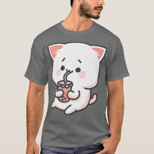 T-shirt Kawaii Anime Chat Bubble Thé Neko Boba Tea Tasse D