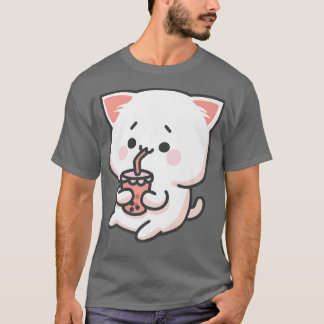 T-shirt Kawaii Anime Chat Bubble Thé Neko Boba Tea Tasse D