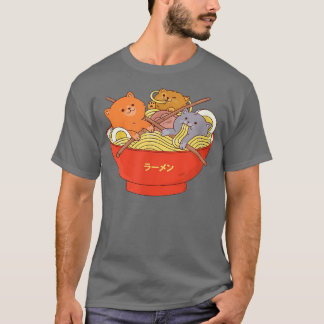T-shirt Kawaii Anime Chat Chemise Japonaise Ramen nouilles