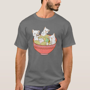 T-shirt Kawaii Anime Chat Japonais Ramen Noodles - Kitten