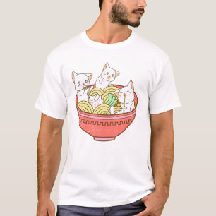 T-shirt Kawaii Anime Chat Japonais Ramen Noodles - Kitten 