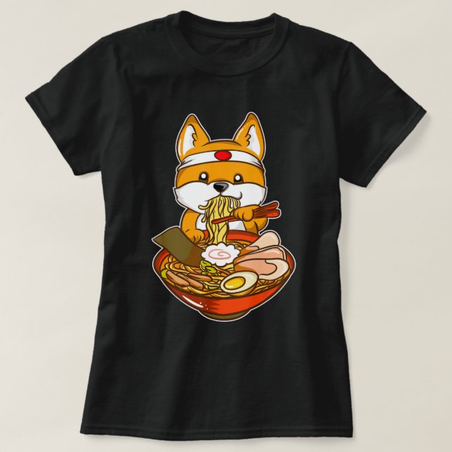 T-shirt Kawaii Anime japonaise Shiba Inu Ramen.png (Design devant)