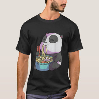 T-shirt Kawaii Anime Panda Mangeant Des Nouilles Japonaise