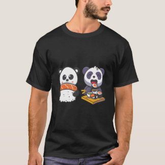 T-shirt Kawaii Anime Panda Sushi Japonais Nigiri Otaku