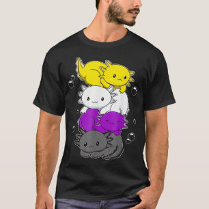 T-shirt Kawaii Aolotl Pile Nonbinary Flag LGBTQ