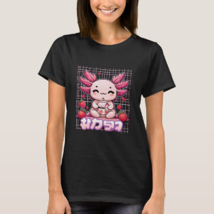 T-shirt Kawaii Axolotl Boire fraiseLait mou Pastel
