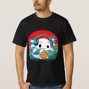 T-shirt Kawaii Axolotl Ramen Noddles Retro Vintage Anime J