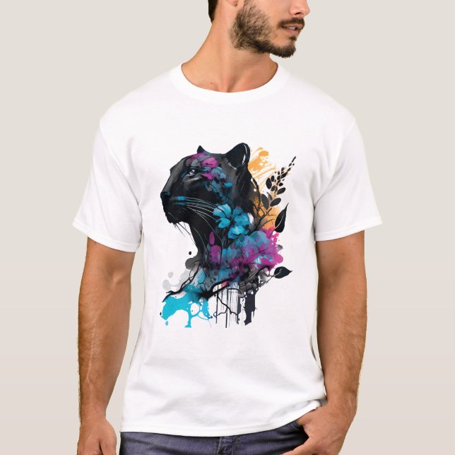 T-shirt Kawaii Big Black Cat (Devant)