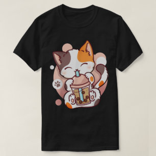 T-shirt Kawaii Boba Chat Buvant du Bubble Tea