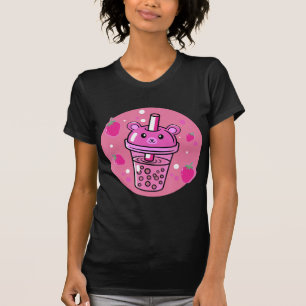 T-shirt Kawaii Boba Coupe Fraise Anime Buble Thé Cute