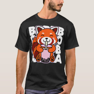 T-shirt Kawaii Boba Cute Red Panda Kawaii Bubble Tea Drago