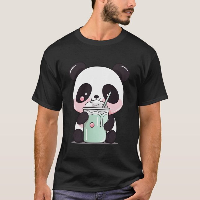 T-shirt Kawaii Bubble Tea Panda Boba-Tea Japanese (Devant)
