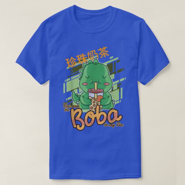 T-shirt Kawaii Bubble Tea T-Rex Funny Boba Tea 1209 (Design devant)