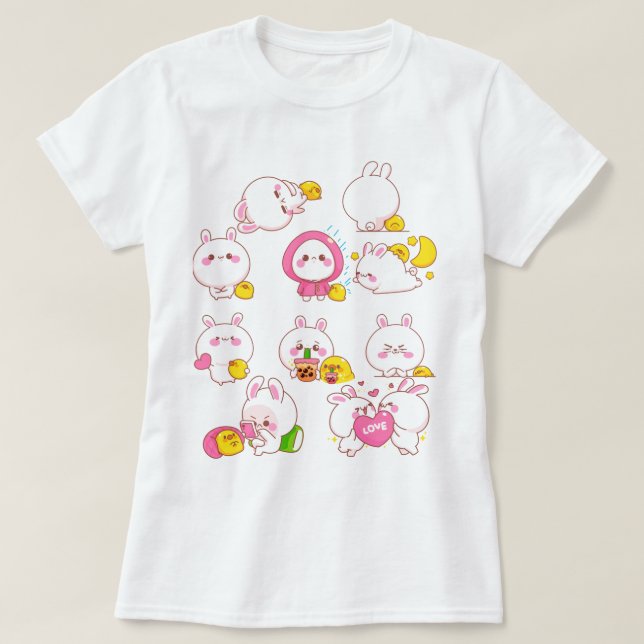 T-shirt Kawaii Bunnies (Design devant)