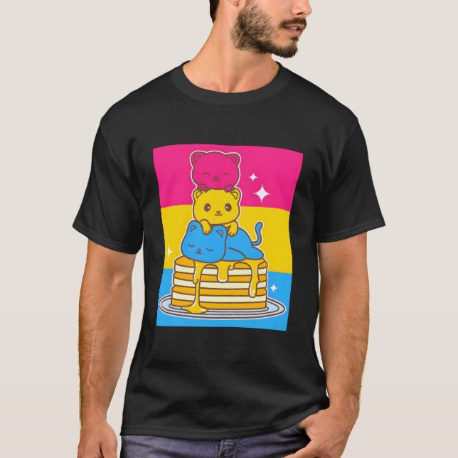 T-shirt Kawaii Cats Pan Uality Pride Flag Lgbtq (Devant)