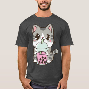 T-shirt Kawaii Chat Boba Bubble Lait Thé Kawaii Anime Neko