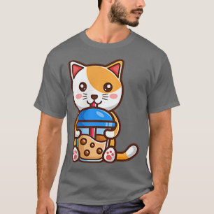T-shirt Kawaii Chat Boba Tea Bua Anime Thé Japonais Neko