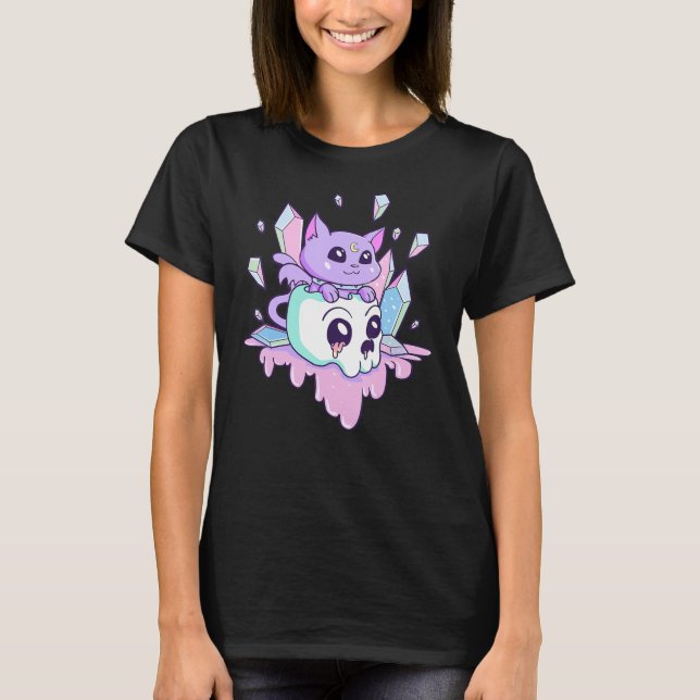 T-shirt Kawaii Chat Cute Pastel Goth Chats Déplaisants Sku (Devant)