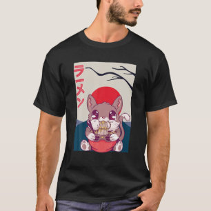 T-shirt Kawaii Chat d'écureuil japonais Mange Ramen Alors 