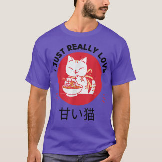 T-shirt Kawaii Chat J'Aime Vraiment Mignonne Amoureux des