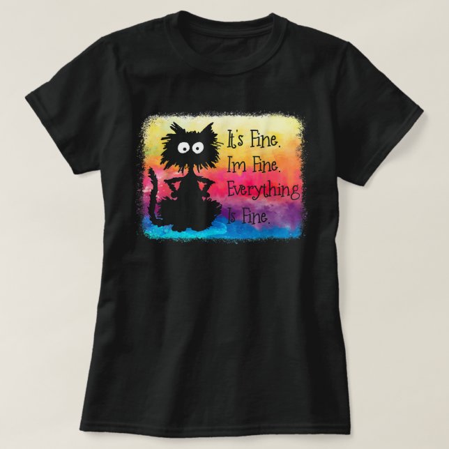 T-shirt Kawaii chat japonais noir animé chat mignon T-shir (Design devant)