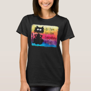 T-shirt Kawaii chat japonais noir animé chat mignon T-shir