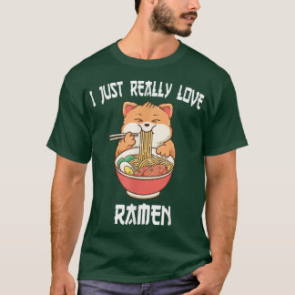 T-shirt Kawaii chat manger ramen japonais Anime nouilles