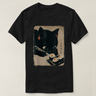T-shirt Kawaii Chat Manger Sushi Japonais Anime Cute Chat