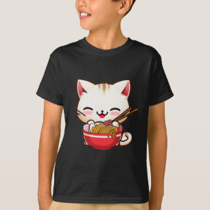 T-shirt Kawaii Chat Ramen Aimer Nourriture Japonaise Amusa