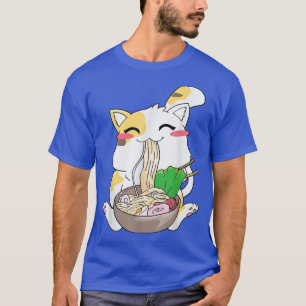 T-shirt Kawaii Chat Ramen Anime Japonais Alimentation Cade