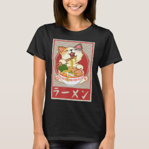 T-shirt Kawaii Chat Ramen Anime Japonaise Vintage Gift Gir