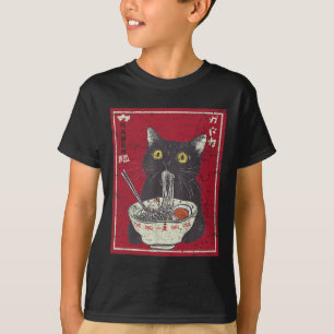 T-shirt Kawaii Chat Ramen Japonais Nourriture Amusante Ani