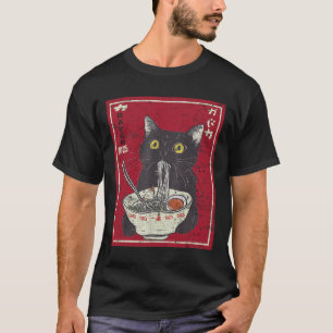 T-shirt Kawaii Chat Ramen Japonais Nourriture Amusante Ani