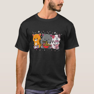 T-shirt Kawaii Chats Ramen Noodles Boba Tea Vidéo Gamer An