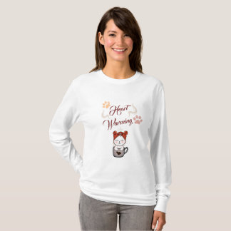 T-shirt kawaii Coeur réchauffer amour pour les chats