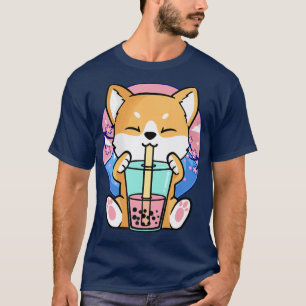 T-shirt Kawaii Corgi Chien Bubble Tea Boba Anime Neko Japa