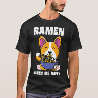 T-shirt Kawaii Corgi Ramen Cute Puppy japonais Manga Anime