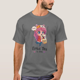 T-shirt Kawaii Cute Anime Girl Otaku Japonais Boba Tea Is