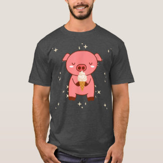T-shirt Kawaii Cute Pig With Ice Cream Pajamas