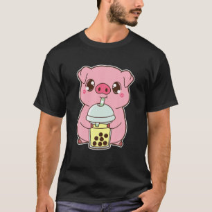 T-shirt Kawaii Cute Zodiac Boba Pig Banana Bubble Pearl Mi