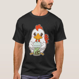 T-shirt Kawaii Cute Zodiac Boba Rooster Matcha Green Bubbl