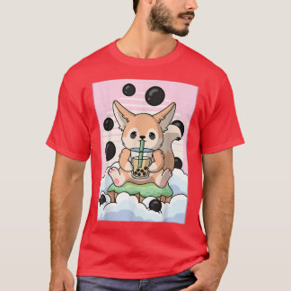 T-shirt Kawaii Fennec Fox Bubble Boba Milk Tea Japonais Ae