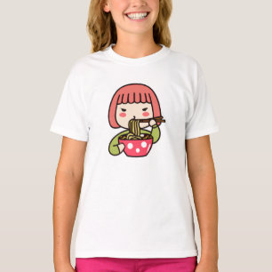 T-shirt Kawaii Fille manger Ramen