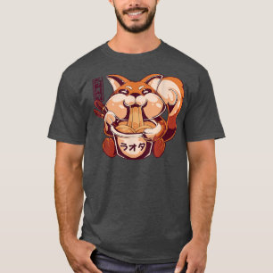 T-shirt Kawaii Fox Manger Ramen nouilles Japon Anime Otaku