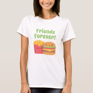 T-Shirt Kawaii Frites et Burger, Amis pour Toujour