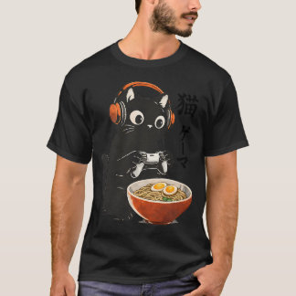 T-shirt Kawaii Gaming Chat Japonais Ramen Rétro