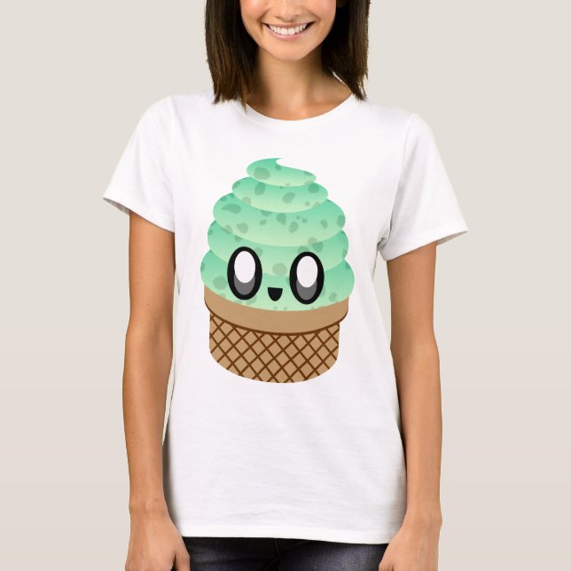 T-SHIRT KAWAII GLACE CREAM MINT CHOCOLAT CHIP CONE (Devant)