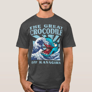 T-shirt Kawaii Japonais Grande Vague Grand Crocodile Cute 