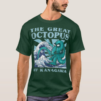 T-shirt Kawaii Japonais Grande Vague Super Octopus Cute Ja